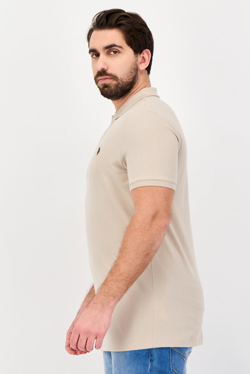 U.S. Polo Assn. Men Regular Fit Embroidered Logo Short Sleeve Polo Shirt, Taupe - Image 4